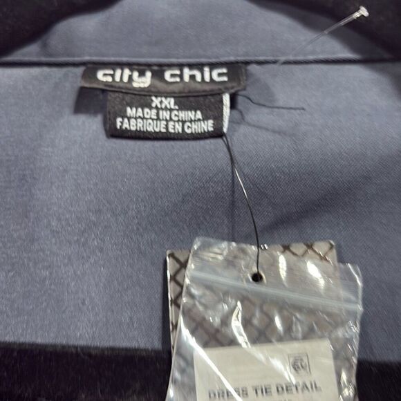 City Chic Tie Detail Dress Collared Smoke Grey XXL New‎ - Picture 13 of 16